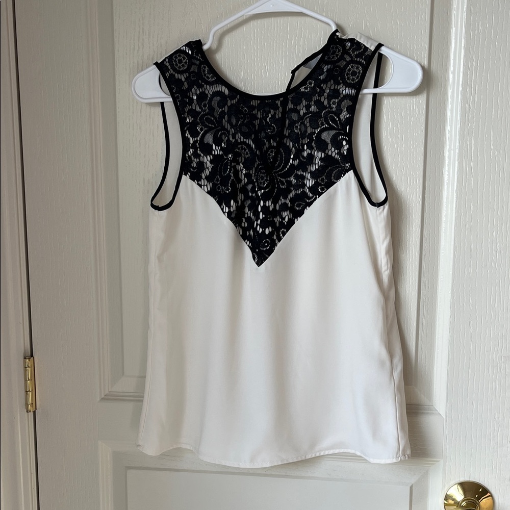 H&M Black Lace and Cream Tank Top